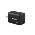 Củ Sạc Nhanh PHILIPS GAN 67W DLP6321B Black (USB Type C, USB Type A)