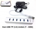Bộ chia Hub USB 7 Port 3.0 Unitek Y3090 Aluminium (vỏ nhôm/có cấp nguồn)