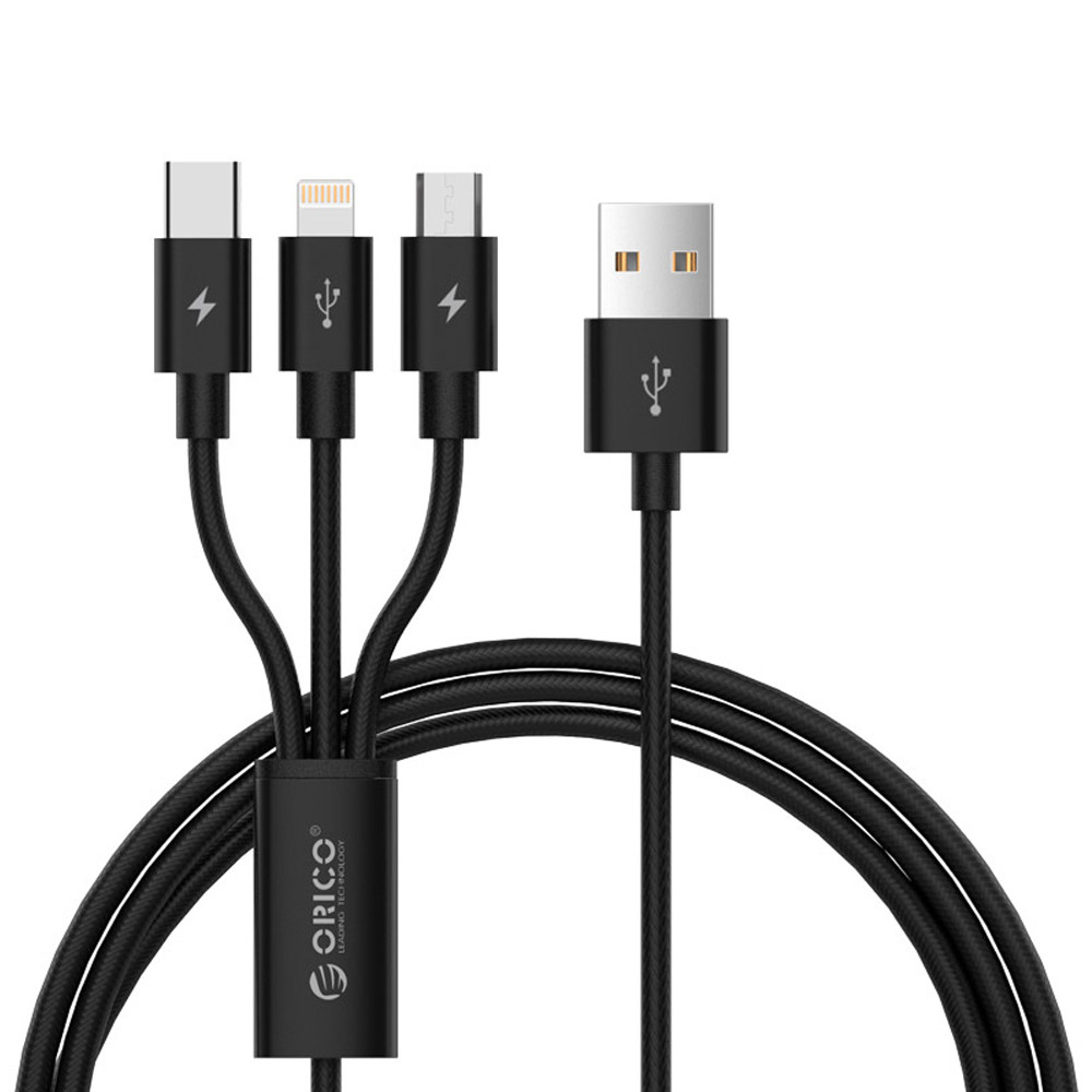 Cáp sạc 3 đầu Micro B/ Lightning/ Type C ORICO UTS-12