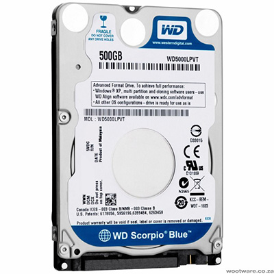ổ cứng HDD 2.5 inch 500GB WD BLUE SATA 3 6GB/S 5400RPM 16MB 7MM (WD5000LPCX)