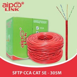 Cáp mạng AIPOOLINK SFTP Cat 5e 24A WG (305m, màu đỏ)