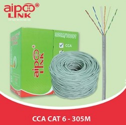 Cáp mạng AIPOOLINK CCA Cat 6 23A WG (305m, màu xám)