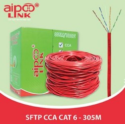 Cáp mạng AIPOOLINK SFTP Cat 6 23A WG (305m, màu đỏ)