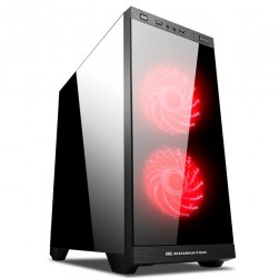 Vỏ Case máy tính XIGMATEK SCORPIO EN40339 (1 mặt kính trước, 1 mặt bên nhựa arcrylic trong màu nâu, có sẵn 2 fan red led trước, lắp thêm được 3 fan 12cm)