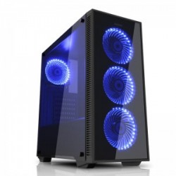 CASE ATX SAMA DARK SHADOW (2 mặt kính cường lực, có sẵn 4 fan 12cm led blue)