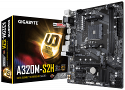 MAINBOARD GIGABYTE GA-A320M-S2H. AMD Ryzen AM4. DDR4X2 (HDMI/DVI/DSUB)