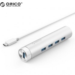 Bộ chia Hub USB Type C 4 Port 3.0 Orico ARH4-U3-SV (vỏ nhôm hình trụ,màu bạc)
