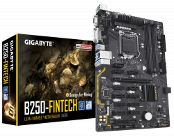 MAINBOARD GIGABYTE B250 FINTECH. LGA1151. KABYLAKE. DDR4x4. 12 PCIe