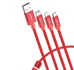 Dây Cáp Sạc Và Truyền Dữ Liệu Tốc Độ Cao 3 In 1 Baseus đỏ