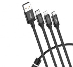 Dây Cáp Sạc Và Truyền Dữ Liệu Tốc Độ Cao 3 In 1 Baseus đen