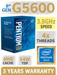 CPU INTEL PENTIUM GOLD G5600 (3.9Ghz, 2C/4T, 4MB, 1151V2) COFFEELAKE