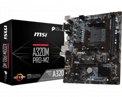 MAINBOARD MSI A320M PRO M2. AMD AM4. DDR4x2. VGA/DVI/HDMI/M2