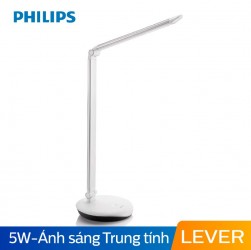 Đèn Bàn PHILIPS LED LEVER 72007 - Màu Bạc (5W, gấp gọn được, xoay 90 độ)