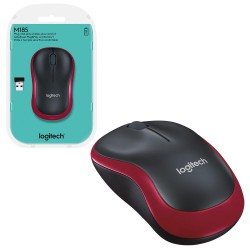 Chuột máy tính không dây Logitech M185 màu đen viền đỏ