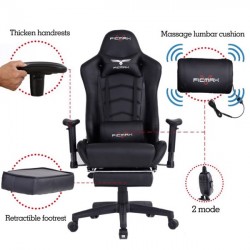 Ghế Gaming FICMAX FX007 BLACK Có MASSAGE Màu đen
