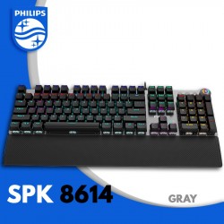 Bàn Phím Cơ/Keyboard machanical PHILIPS SPK 8614, RGB Led, ALLOY Surface, Blue Switch, Chính hãng