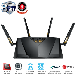 ASUS RT-AX88U (Gaming Router) AX6000 MU-MIMO WTFast AiMesh 360 WIFI, 2 băng tần, chipset Broadcom, AiProtection, USB 3.0 x 2