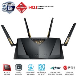 ASUS RT-AX88U (Gaming Router) AX6000 MU-MIMO WTFast AiMesh 360 WIFI, 2 băng tần, chipset Broadcom, AiProtection, USB 3.0 x 2