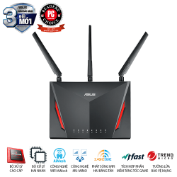 Bộ Phát Wifi ASUS RT-AC86U AC2900 (MU-MIMO WTFast, AiMesh 360 WIFI Mesh, 2 băng tần, chipset Broadcom, AiProtection, USB 3.0)