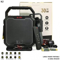 Loa di động xách tay hát Karaoke W-KING K2, Màu đen, Công suất 30W, kết nối Bluetooth/đọc thẻ TF/Jack 3.5mm (kèm 1 Micro không dây)