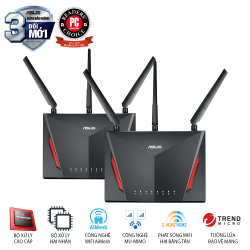 ASUS RT-AC86U (Gaming Router) AC5800 MU-MIMO WTFast, AiMesh 360 WIFI Mesh, 2 băng tần, chipset Broadcom, AiProtection, USB 3.0 (2 cái/Pack)