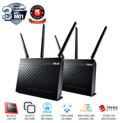 ASUS RT-AC68U (Chuẩn Doanh Nghiệp) Chuẩn AC3800 AiMesh 360 WIFI Mesh, 2 băng tần, chipset Broadcom, AiProtection, USB 3.0 (2 cái/Pack)
