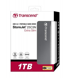 Ổ Cứng Di Động 2.5" 1TB Transcend Storejet Extra Slim 25C3N (TS2TSJ25C3N)