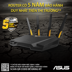 ASUS TUF GAMING AX3000 (Gaming Router) Wifi AX3000 2 băng tần, Wifi 6 (802.11ax), AiMesh WIFI Mesh, MU-MIMO, AiProtection, USB 3.1