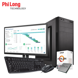 Bộ máy tính để bàn PC PHILONG HOME 200GE, CPU AMD200GE, Ram 4GB, SSD 240GB, LCD 19.5inch