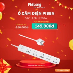 Ổ cắm điện Pisen 005EP/PSCXB-01A White (5AC/1.8M/2500W)