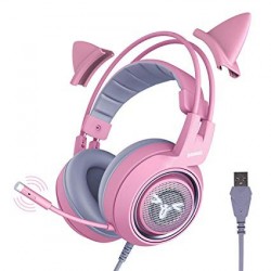 Tai Nghe Gaming Có Dây SOMIC G951 7.1 KITTY EAR PINK (Mic/rung/ led/USB)
