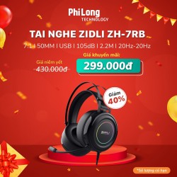Tai nghe Gaming ZIDLI ZH-7RB Black (Sound 7.1, Led fix RGB)
