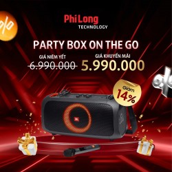 JBL Party Box On The Go - Loa di động kết hợp hát karaoke, có đèn led nháy theo nhạc