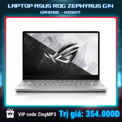 LAPTOP ASUS ROG ZEPHYRUS G14 GA401QC - HZ021T (R7-5800HS/Ram 16GB/SSD 512GB/Màn hình 14" FHD/VGA 3050/Win 10/WHITE)