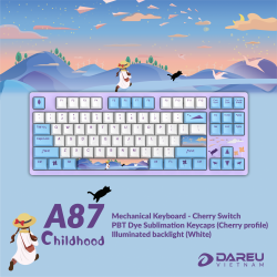 Bàn phím cơ DAREU A87 CHILDHOOD (87 keys, PBT keycaps, Red CHERRY switch)