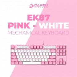Bàn Phím Cơ DareU EK87 Pink White (87Keys, Pink Led, Blue D Switch)