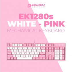 Bàn Phím Cơ DareU EK1280S PINK WHITE (104keys, Pink Led, Blue D Switch)
