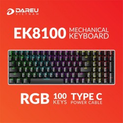 Bàn phím cơ Gaming DAREU EK8100 Black (100key, RGB led, RED D switch)