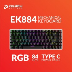 Bàn phím cơ Gaming DAREU EK884 BLACK (84key, RGB led, Blue D switch)