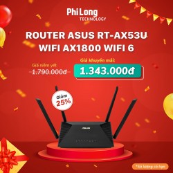 Bộ phát wifi ASUS RT-AX53U AiMESH, Gaming Router, Wifi AX1800, 2 băng tần, MU-MIMO, AiProtection, 4xLan Gigabit