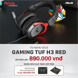 Tai Nghe Trùm Tai Gaming Asus TUF H3 (1xJack 3.5+2xJack3.5/MIC/Màu Đen Đỏ)