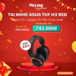 Tai Nghe Trùm Tai Gaming Asus TUF H3 (1xJack 3.5+2xJack3.5/MIC/Màu Đen Đỏ)