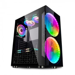 VỎ CASE GOLDEN FIELD P31 (2 mặt kính cường lực, 2 quạt Multi led 20CM)