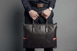 Túi da bò đựng laptop chính hãng laforce cao cap tla567-5-n phoi vien mau 2 ben