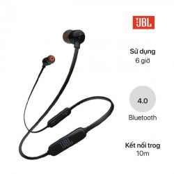 Tai Nghe Không Dây JBL T110BT Màu Đen (Bluetooth, In-ear, Mic, Pin 120mAh, Quàng Cổ)