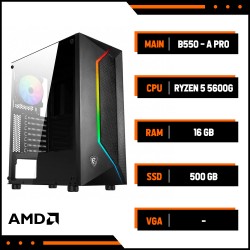 PC GAMING PHI LONG AMD001 (AMD R5 5600G, B550-A, 8GB*2 RAM, 500GB SSD, Nguồn 550W, Vỏ Case MSI MAG 100R, Fan Case)