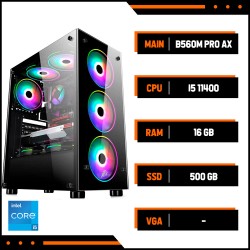 PC GAMING PHI LONG INTEL003 (intel Core i5 11400, Main B560M, 16GB RAM, 500GB SSD, Bộ Nguồn 650W, Vỏ Case 1St Player Fire, FAN CPU)
