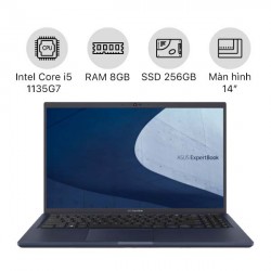 Laptop Asus ExpertBook B1400CEAE-EK3724 (Intel Core i5-1135G7, RAM 8GB, SSD 256GB, Màn Hình 14.0 inch FHD, Mặt lưng kim loại, 1.46kg) Hàng chính hãng. Laptop bền bỉ cho Doanh nghiệp