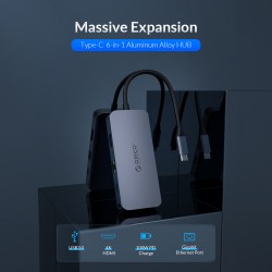 Đầu chuyển Orico USB Type C 6 trong 1 MC-U602P-GY