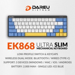 Bàn Phím Cơ DareU EK868 Bluetooth Black Blue Switch